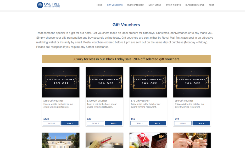 Display of discounted gift vouchers.